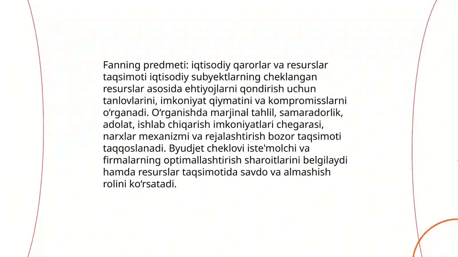 Fanning predmeti va oʻrganish usullari.Bozor va budjet cheklovi 3