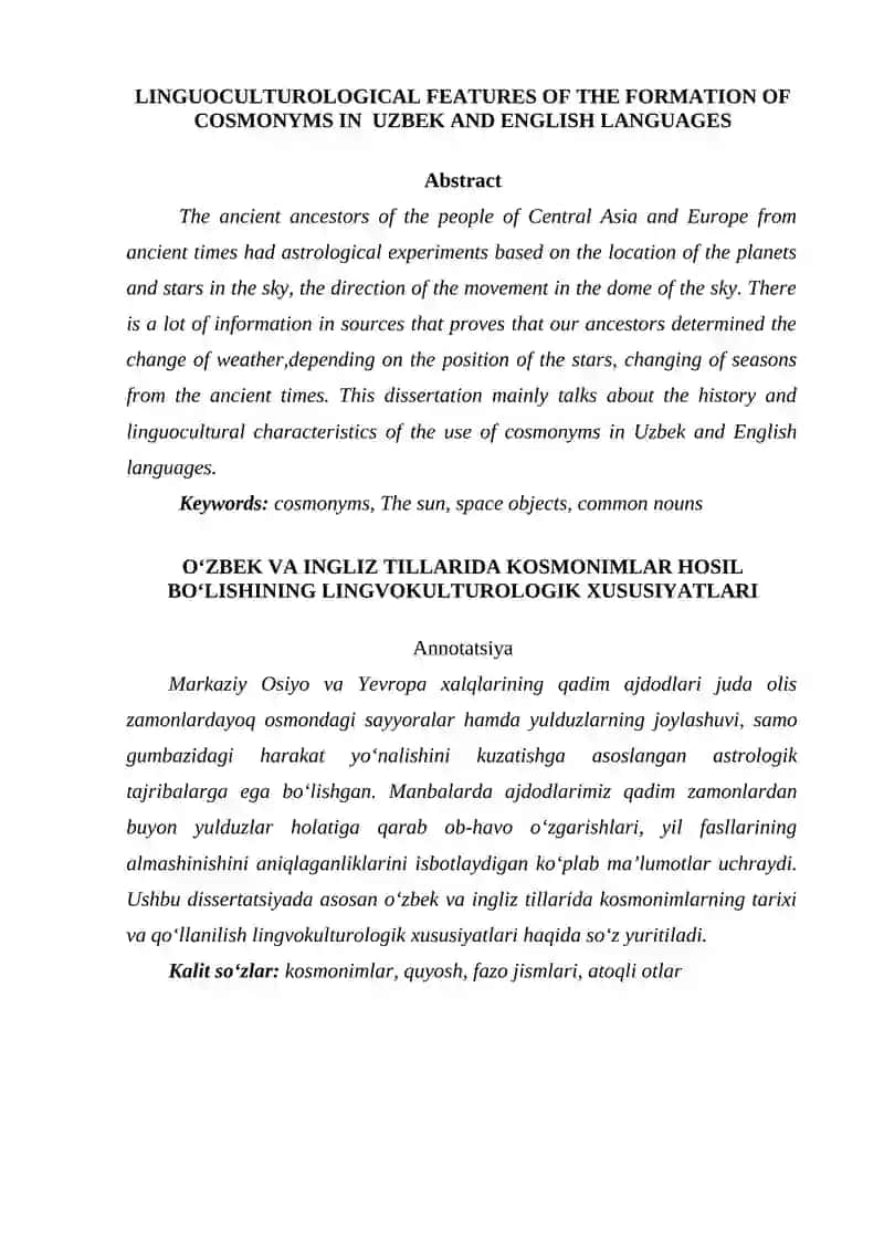 Termiz va Ingiliz tillarida kosmonimlar hosil bo'lishining lingvokulturologik xususiyatlari 3