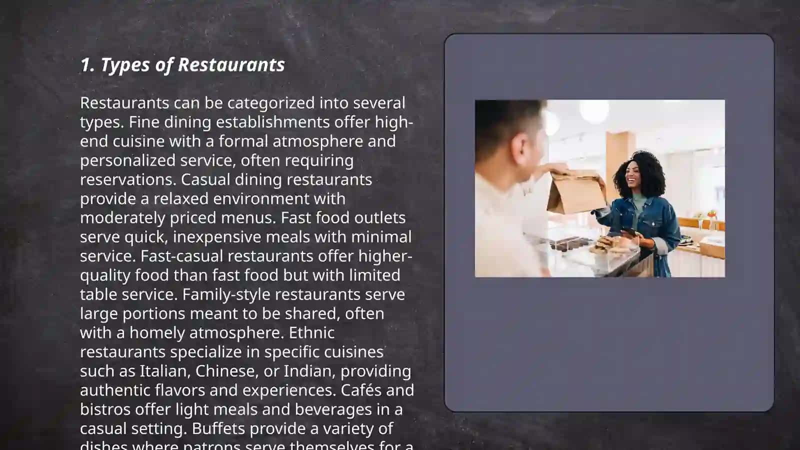 Eating out. Ordering in a restaurant 3