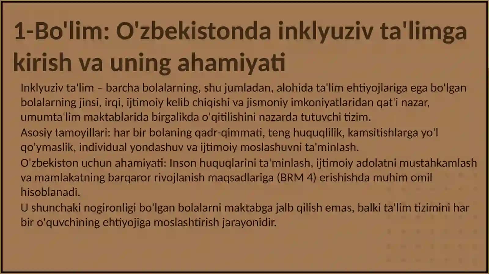 OʻZBEKISTONDA INKLYUZIV TA’LIMNING ME’YORIY-HUQUQIY BAZASINI TAHLIL QILISH 3