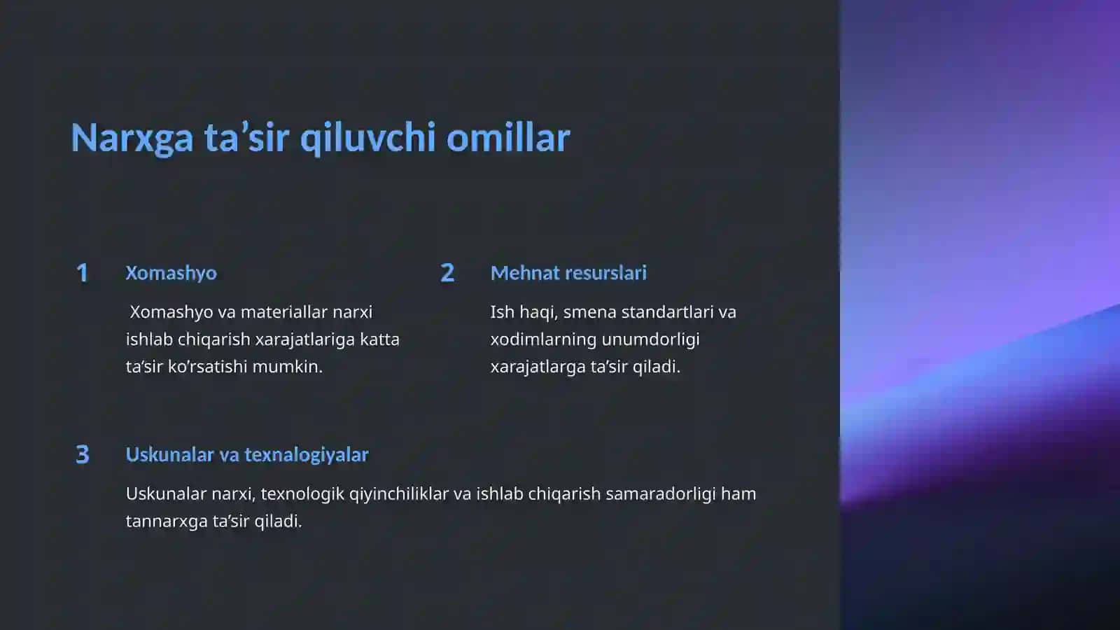 Ishlabchiqarish xarajatlari 3