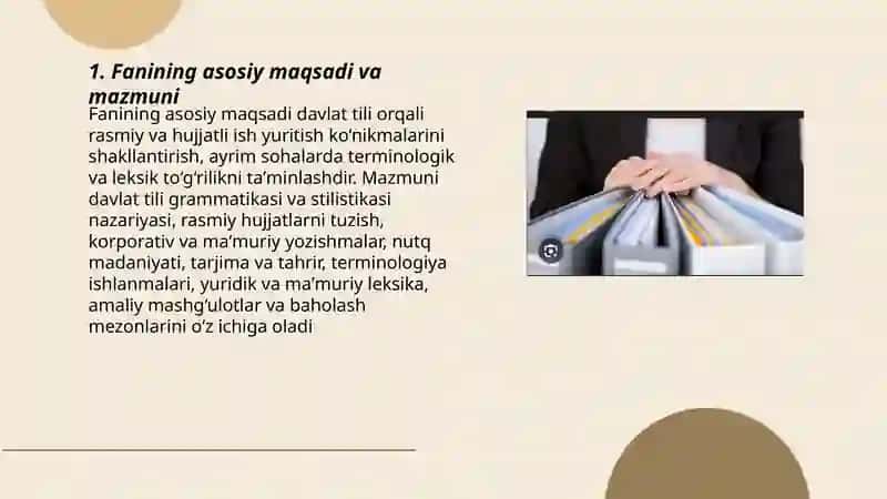 Davlat tilida ish yuritish fanining maqsad va vazifalari 3