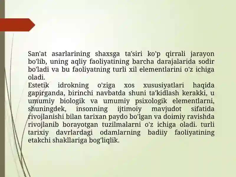 Estetik idrok va badiiy asarlar 3