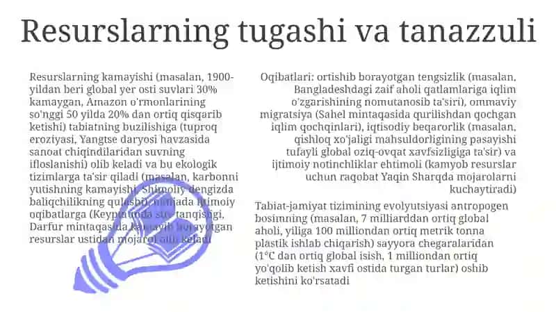 Tabiat - jamiyat tizimi evolutsiyasi va uning oqibatlari 3
