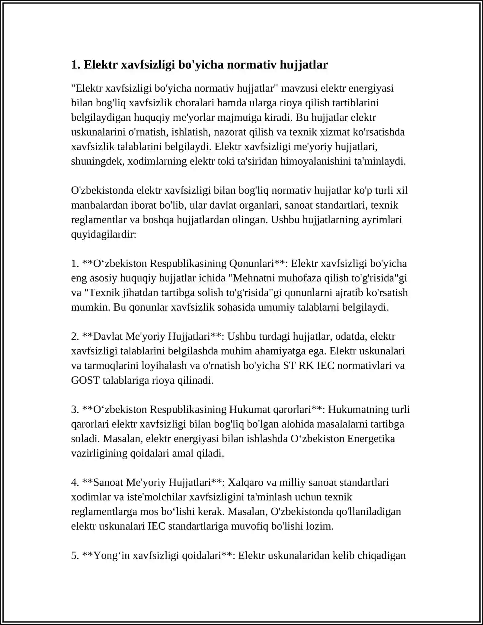 Elektr xavfsizligi bo'yicha normativ hujjatlar 3