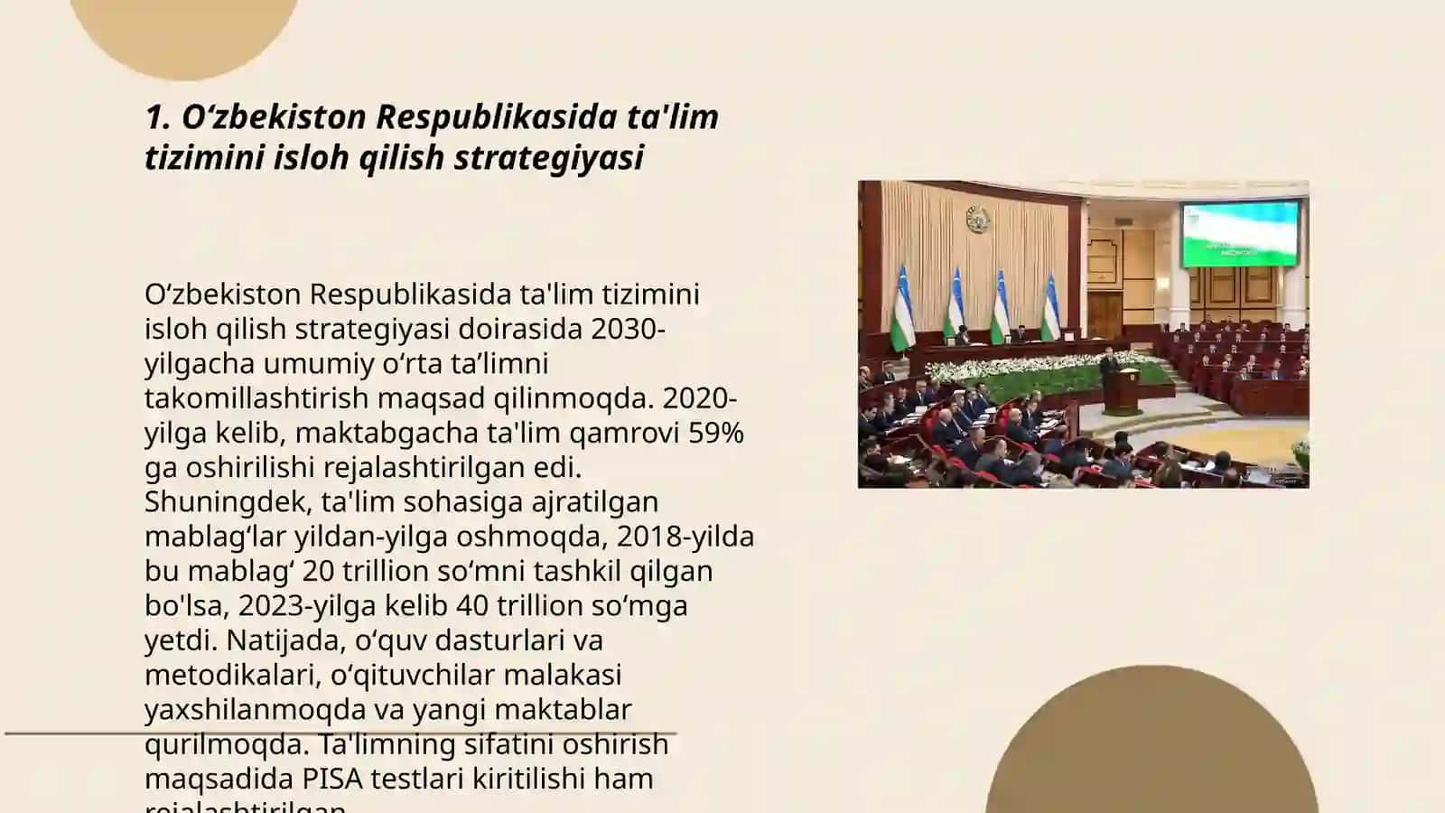 Oʻzbekiston respublikasida taʼlim sohasida amalga oshirilgan islohotlar 3