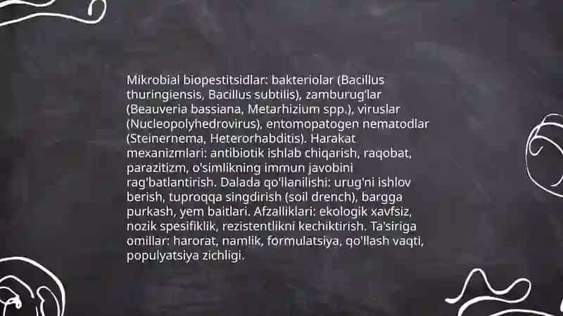 Mikroorganizmlarning qishloq xoʻjalik oʻsimliklarni himoya qilishda qoʻllanilishi 3