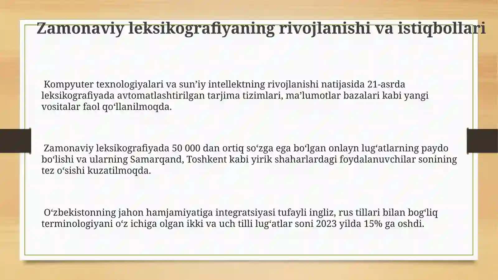 Mustaqillik davri madaniy va ma'naviy hayot o'zgarishlarining leksikografiyaga ta'siri 3