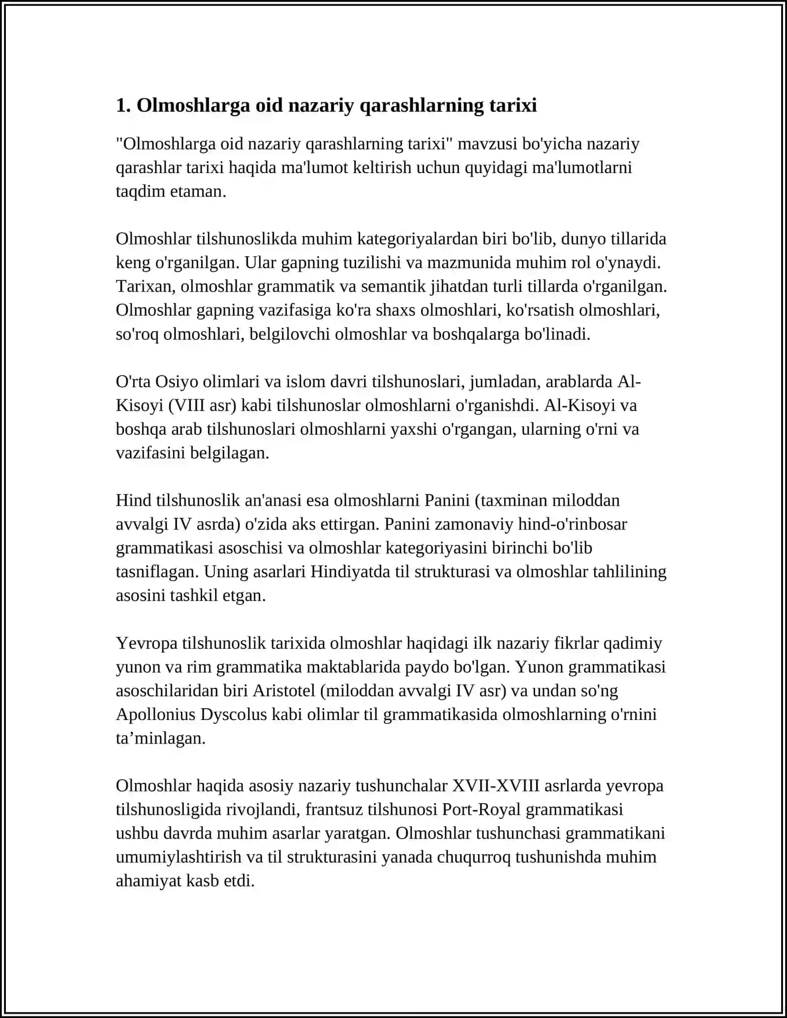 OLMOSHLARGA OID NAZARIY QARASHLAR TAHLILI 3