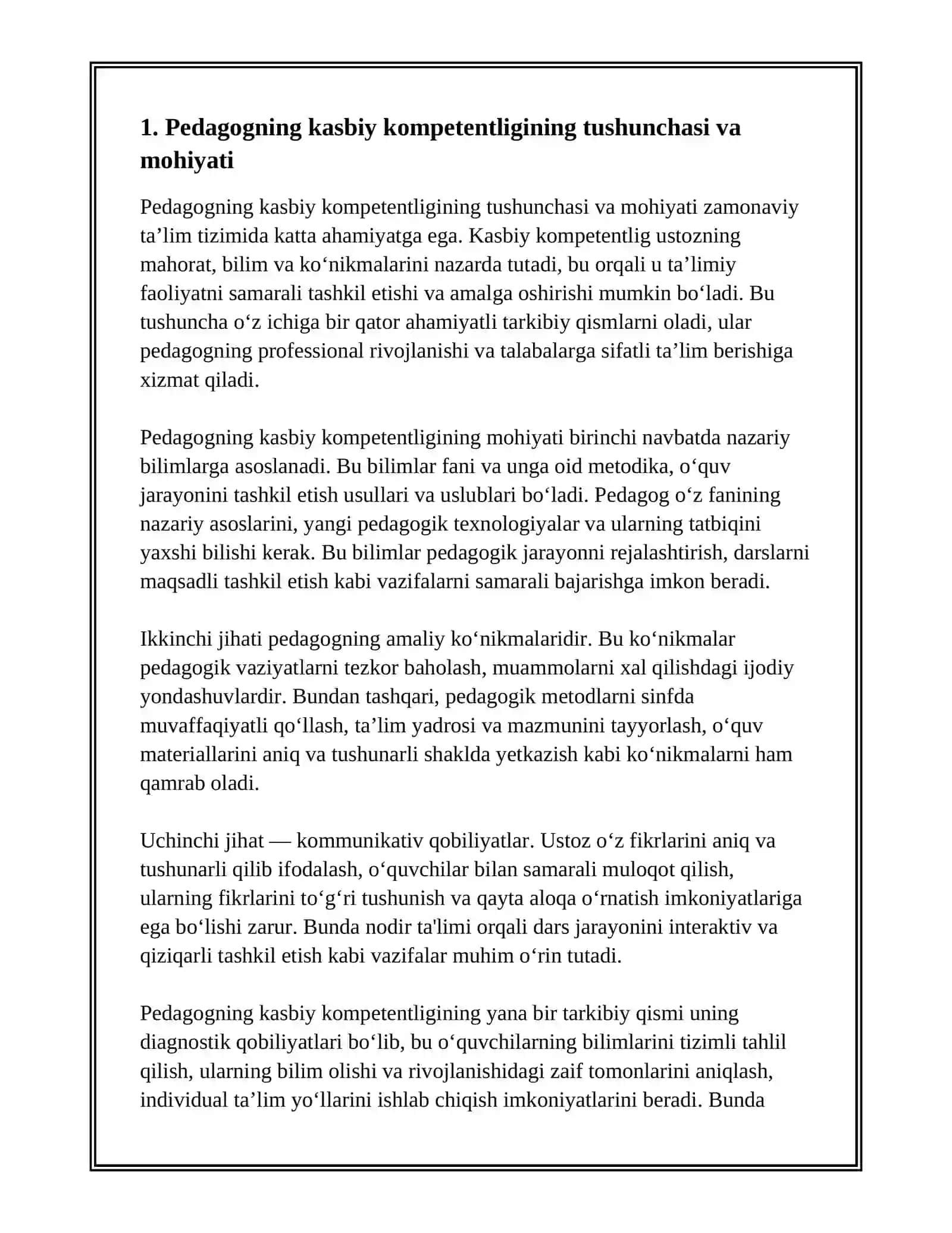 PEDAGOGNING KASBIY KOMPETENTLIGINING TUZILISHI VA MAZMUNI 3