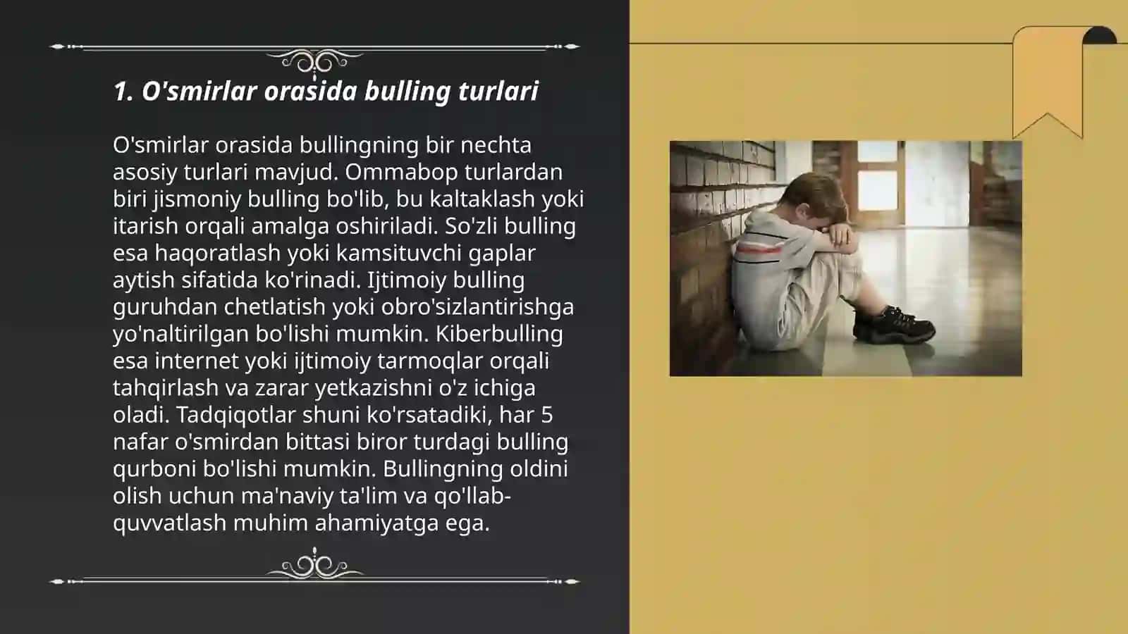 O'smirlar orasida bulling turlari 3