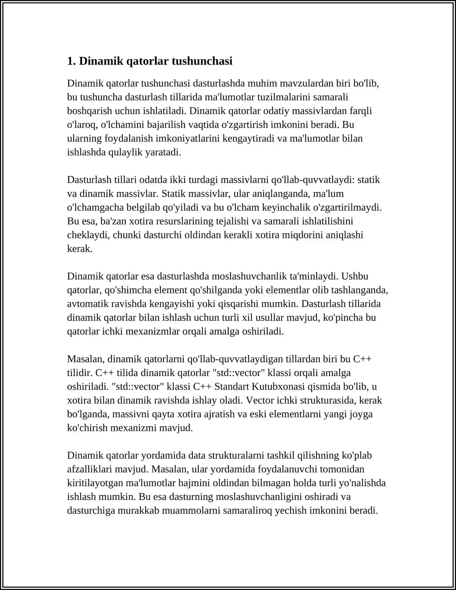 DINAMIK QATORLARNI TUZISHNING ASOSIY QOIDALARI 3