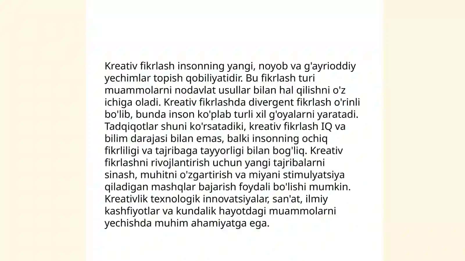 Kreativ fikrlash pedagogikasining oʻziga xos xususiyatlari 3