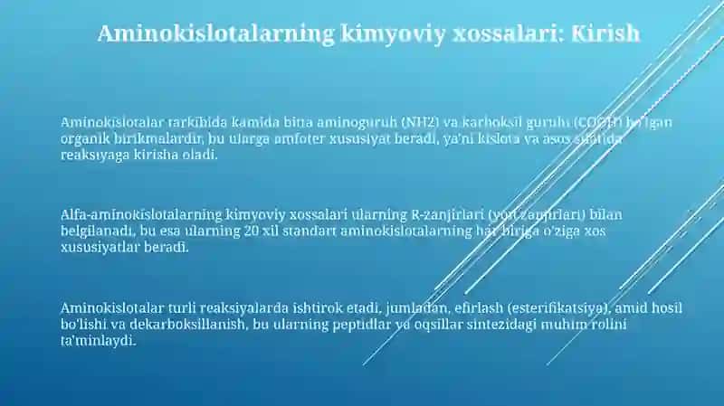 Aminokislotalarning kimyoviy xossalari.Piptedsintezi.Aminokislotalarningoptikaktivligi 3