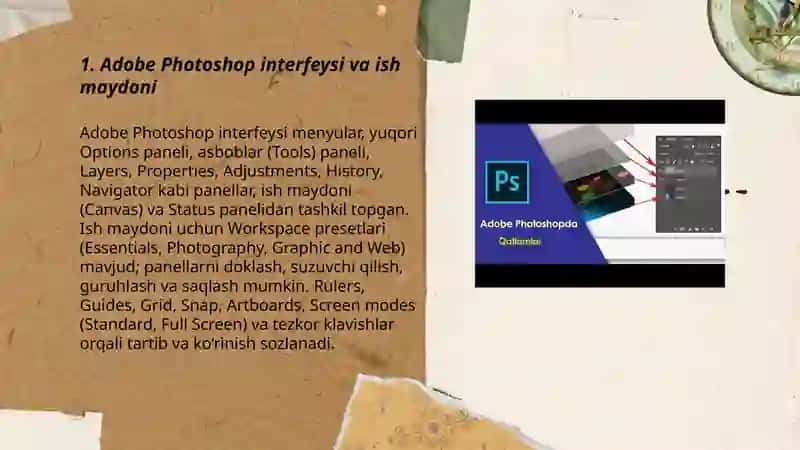 Adobe Photoshop dasturida tasvirlarni qayta ishlash va maxsus effektlarni qo'llash 3