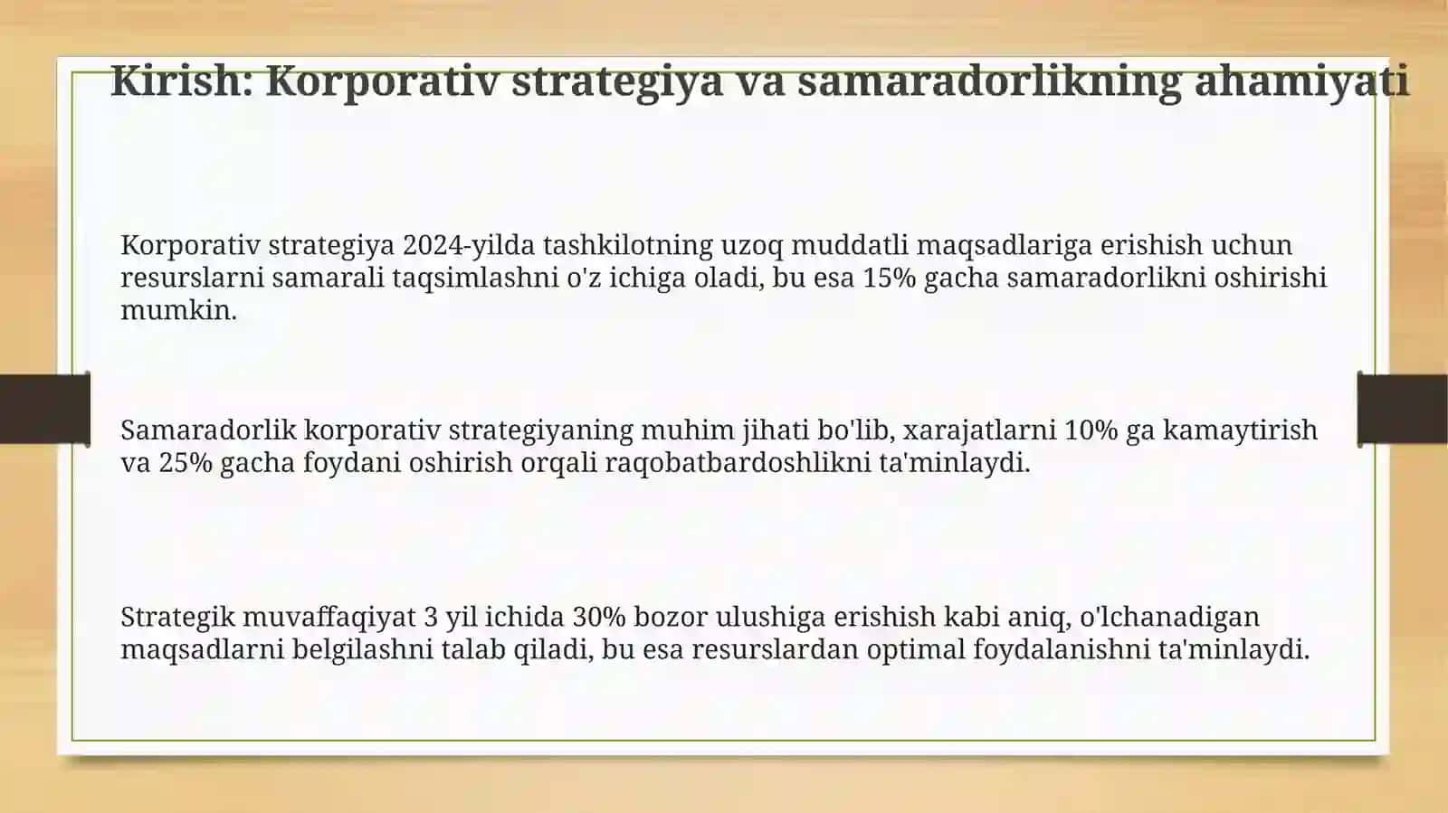 Korxona strategiyasi va samaradorligiga ta'sir etuvchi omillar 3