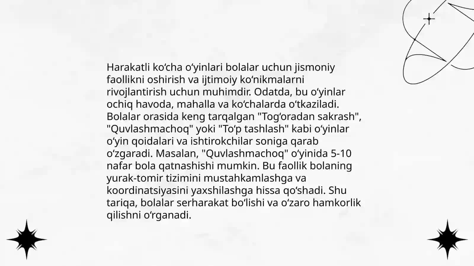 Harakatli ko‘cha o‘yinlari 3