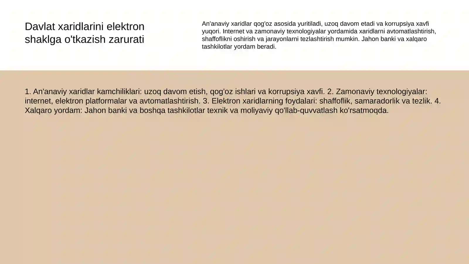 Davlat xaridlari tizimini takomillashtirish yo'nalishlari 3