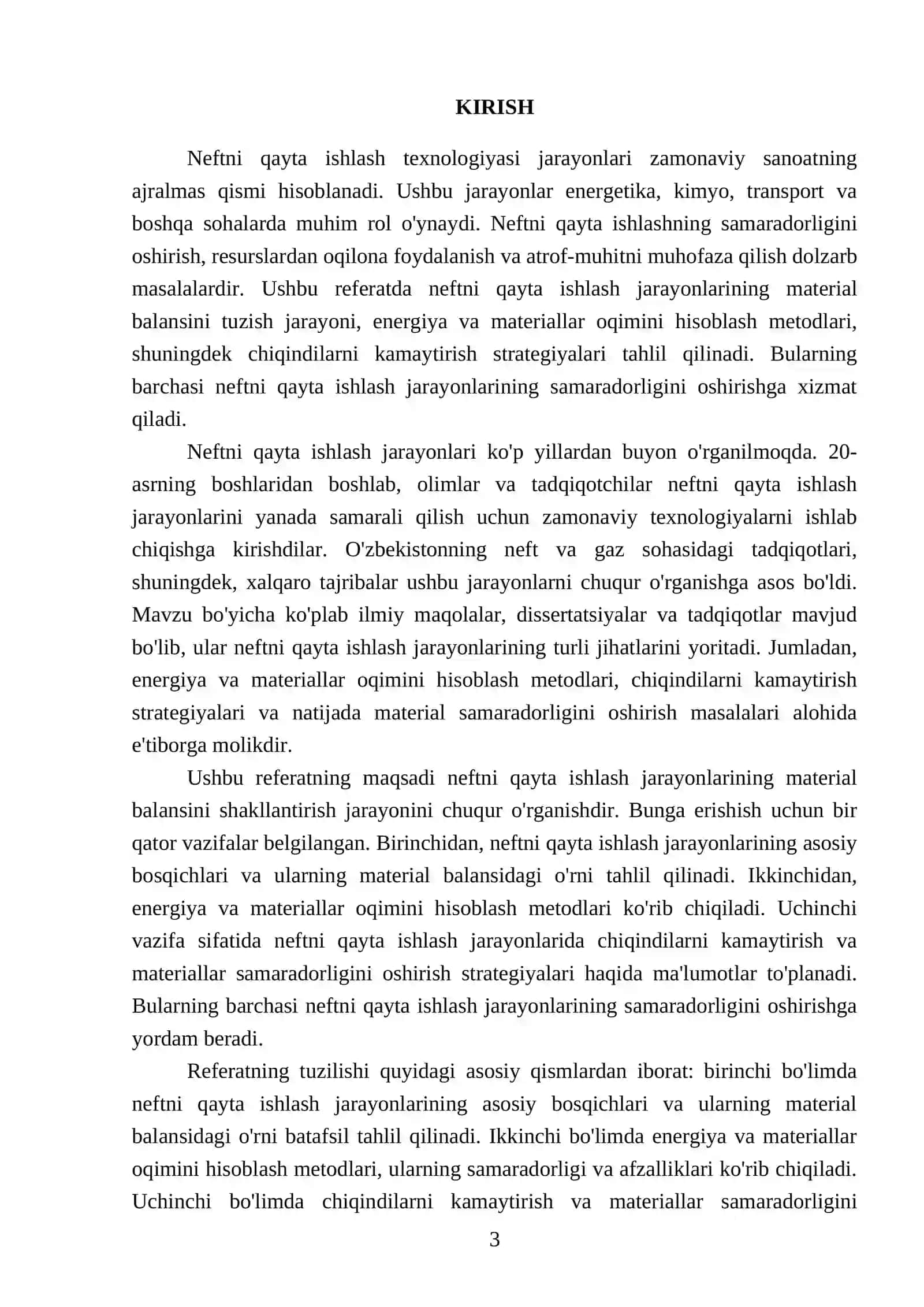 Neftni qayta ishlash texnologiyasi jarayonlarining material balansini tuzish 3