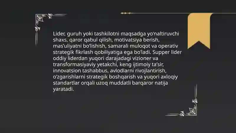 Lider, supper lider mavzusi 3