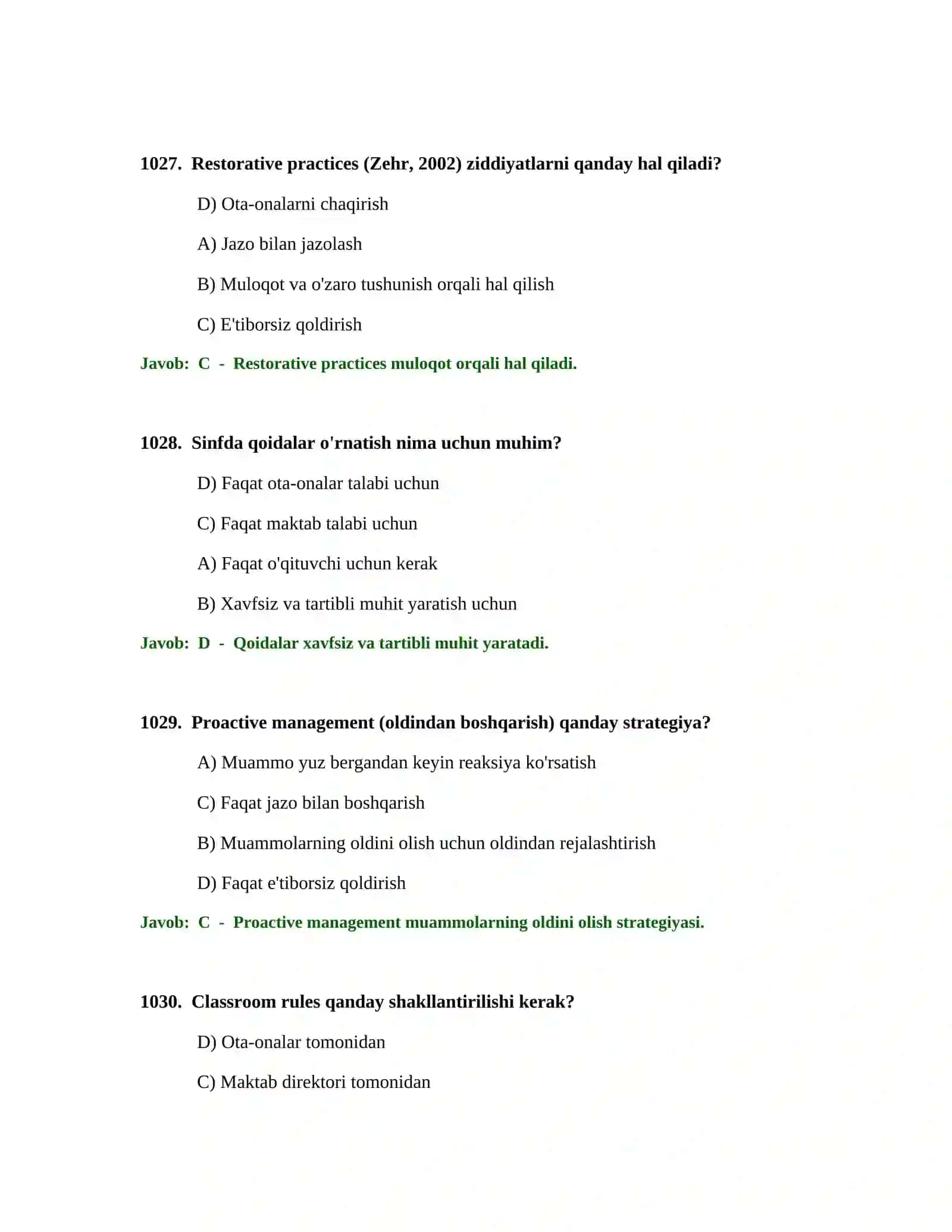 BOSHLANG'ICH TA'LIM O'QITUVCHISI TEST SINOVLARI 3