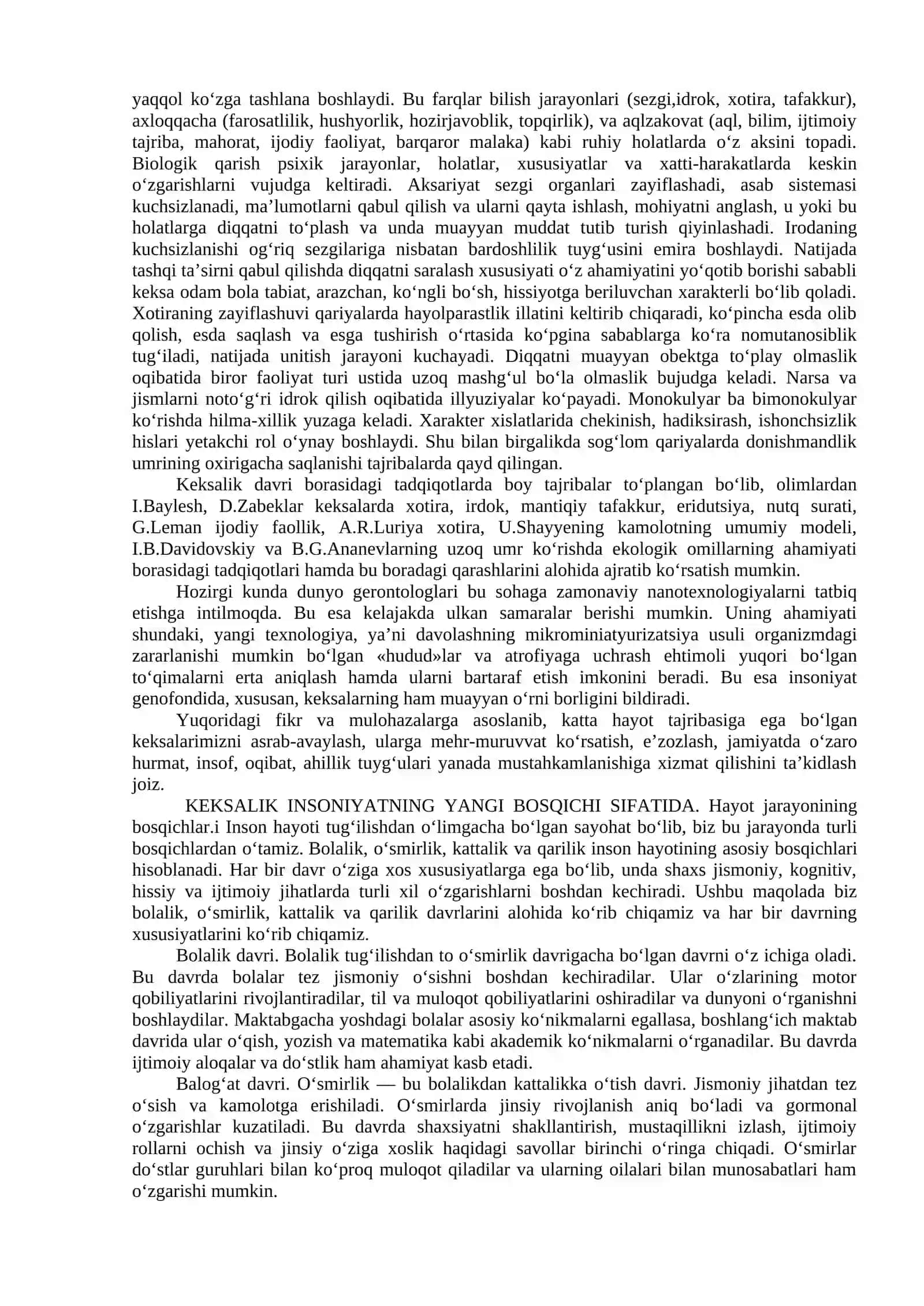 11-mavzu. Inson hayotining keksalik davri haqidagi qarashlar (2 soat) 3