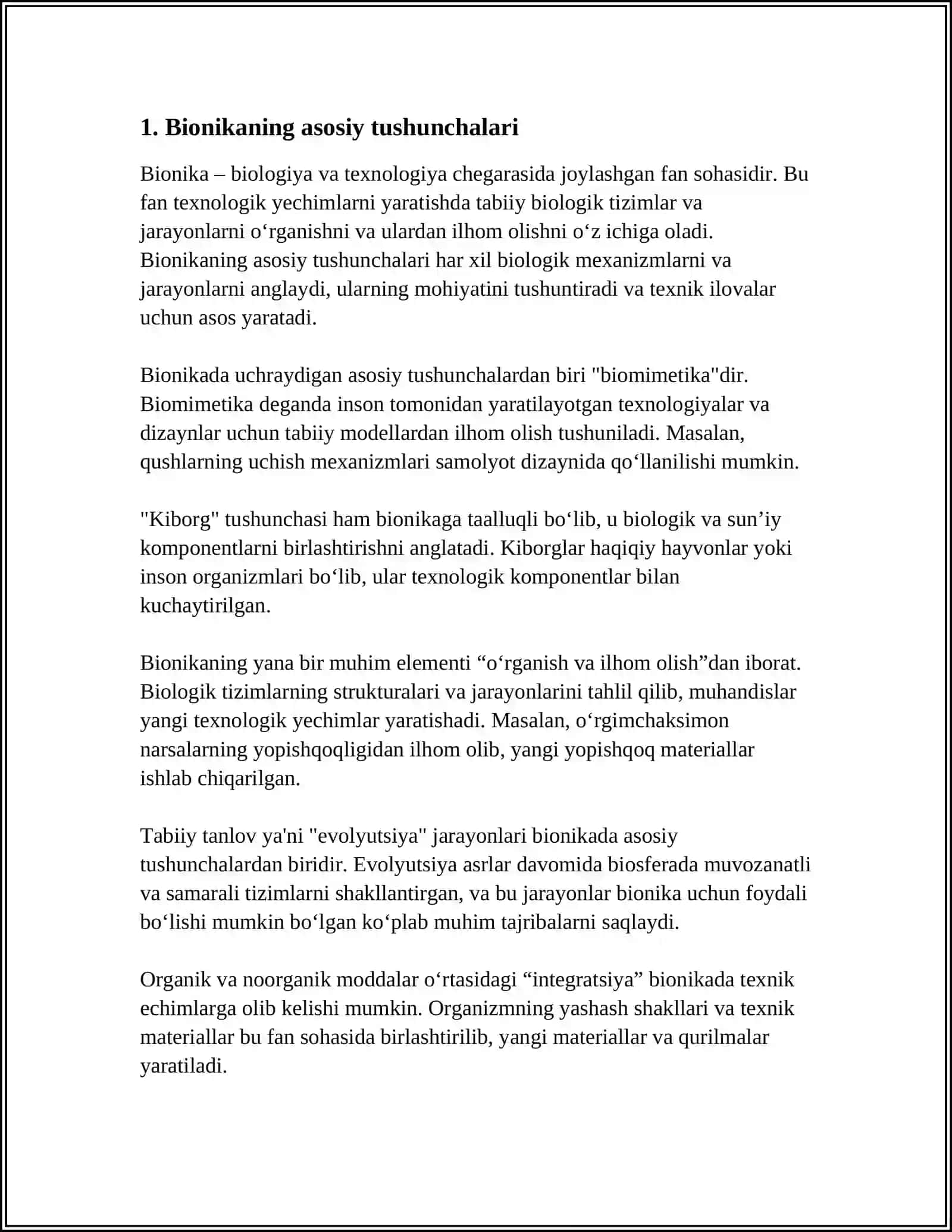 BIONIKA ASOSLARI VA UNING INSON HAYOTIDAGI O’RNI 3
