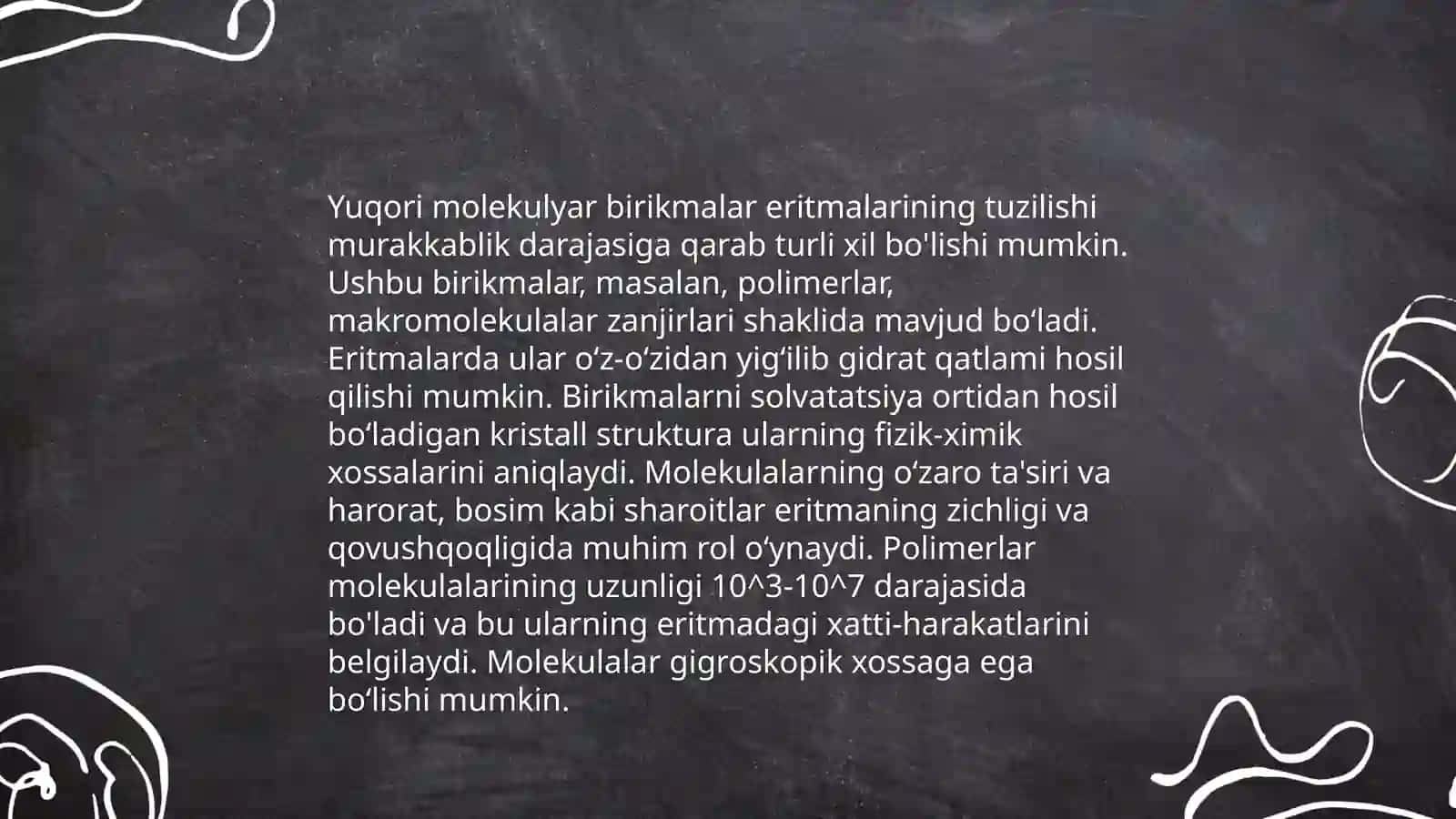 Yuqori molekulyar birikmalar eritmalarining xossalari 3