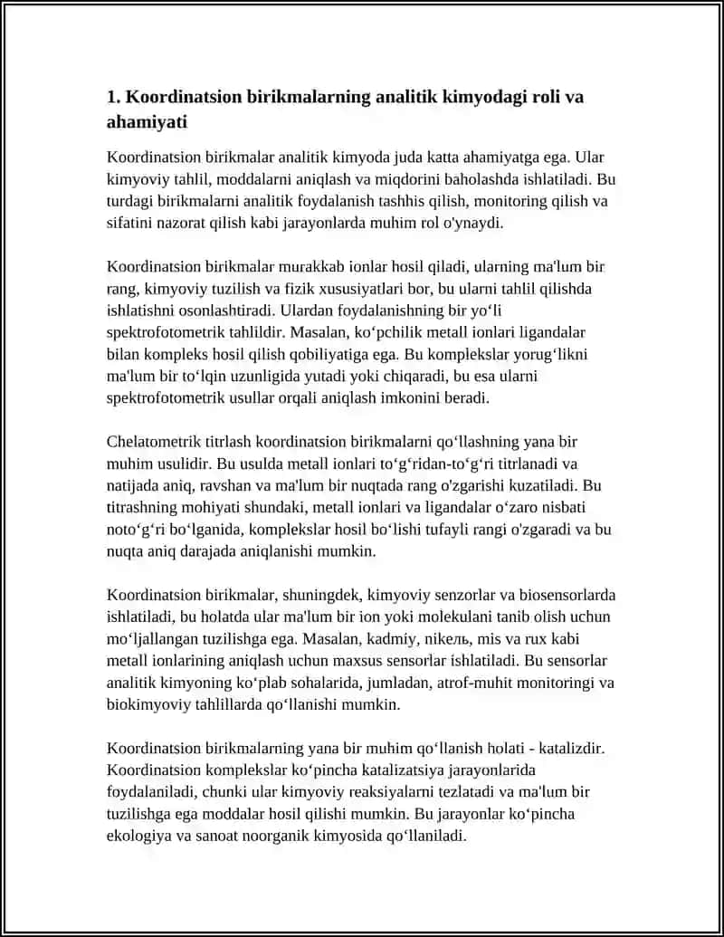 KOORDINATSION BIRIKMALARNI ANALITIK KIMYODAGI O‘RNI 3