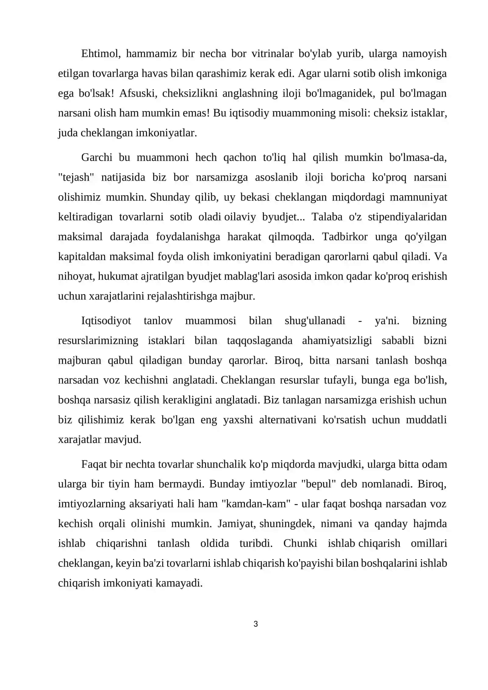 "Resurslarni optimal taqsimlash va ulardan samarali foydalanish yo'llari" 3