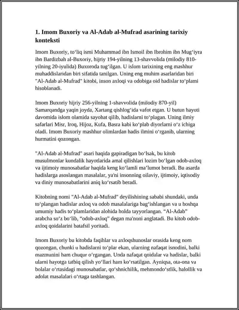 IMOM BUXORIYNING "AI-ADAB AL-MUFRAD" ASARI 3