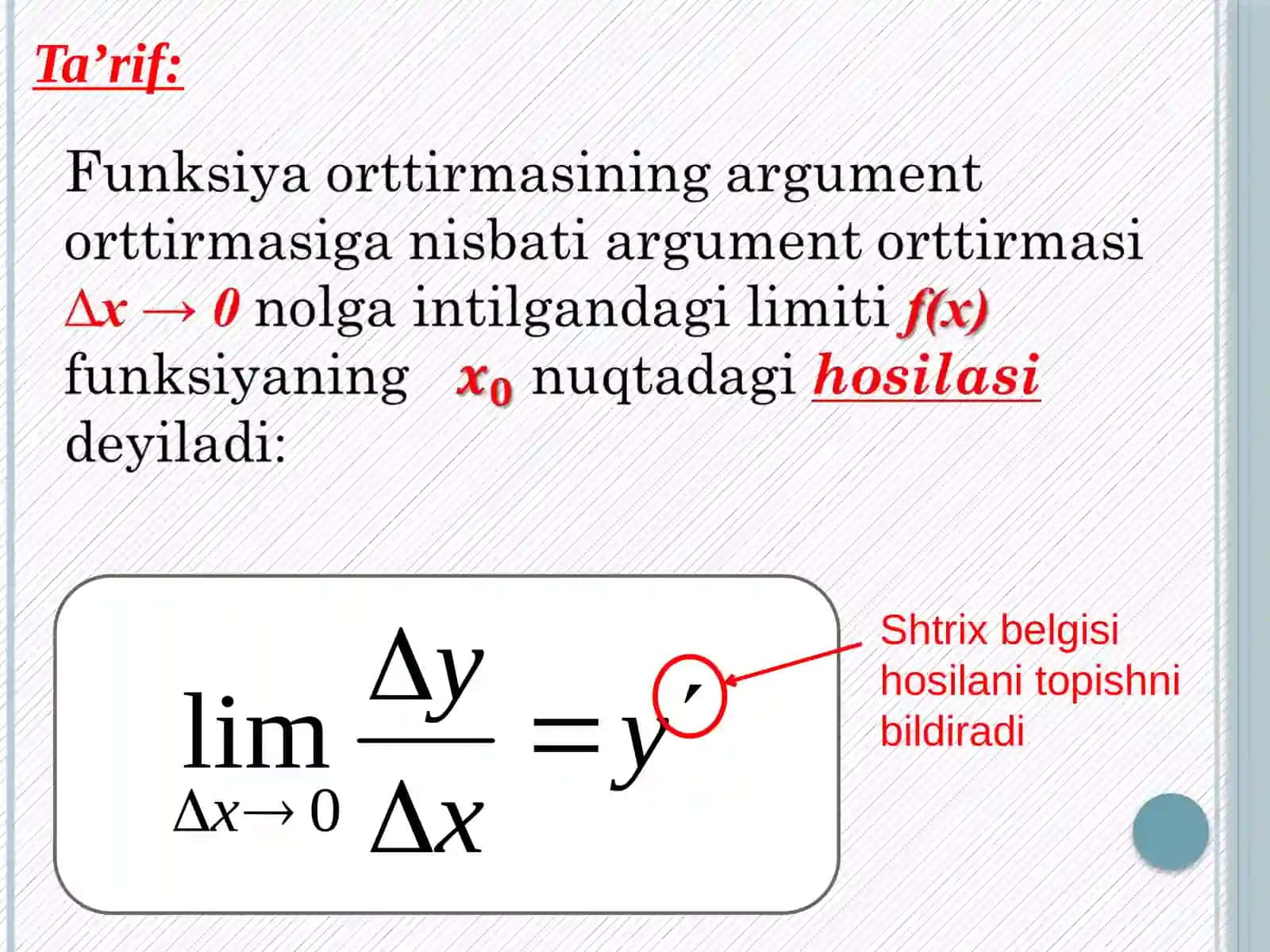 Funksiyaning hosilasi 3
