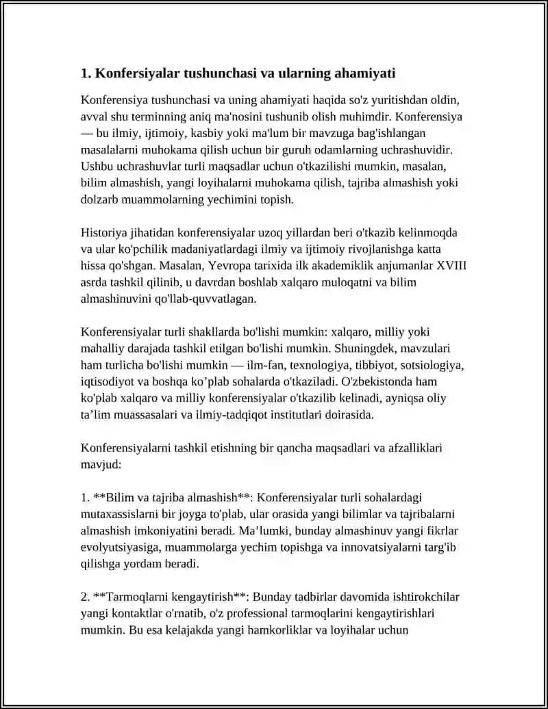 MUSTAQIL ISH Mavzu: KONFENSIYA TUSHUNCHASI VA OZBEKISTONDA FAOLIYAT YURUTUVCHI KONFENSIYALAR HAQIDA 3