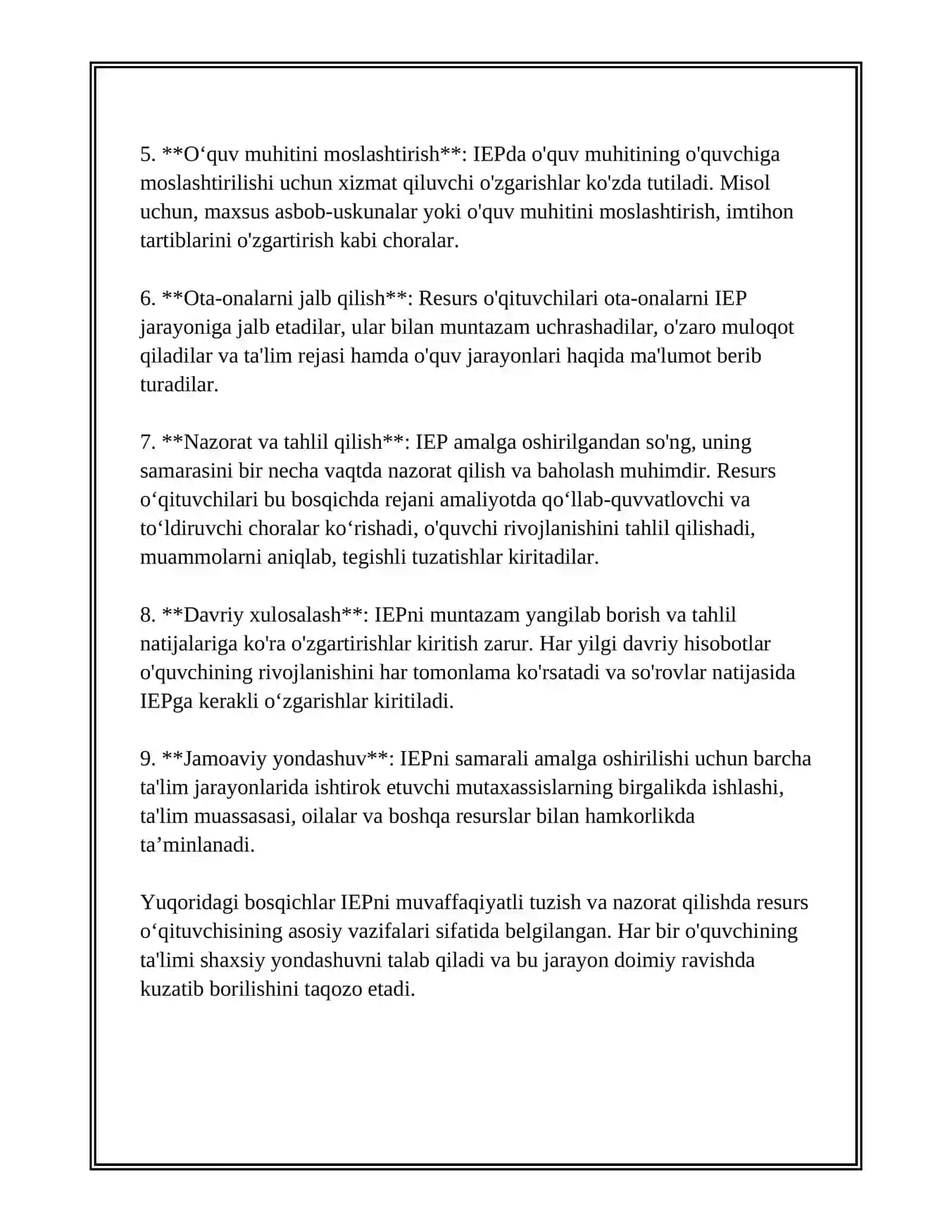 INKLUZIV MAKTABDA OʻQIYOTGAN RESURS OʻQITUVCHISINING VAZIFALARI 3