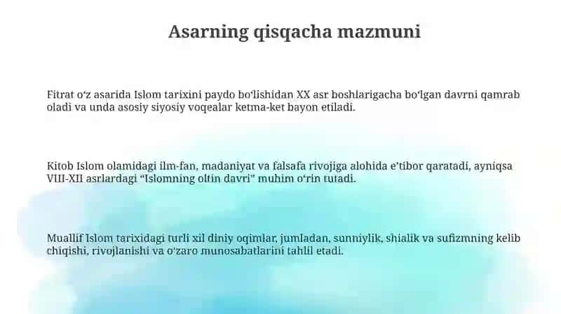 Fitratning "Muxtasar Islom tarixi" risolasi 3