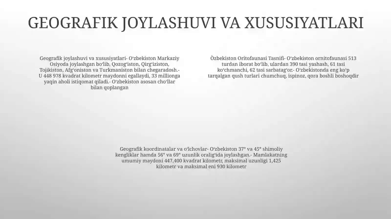 Òzbekiston Oritofaunasi Tasnifi 3