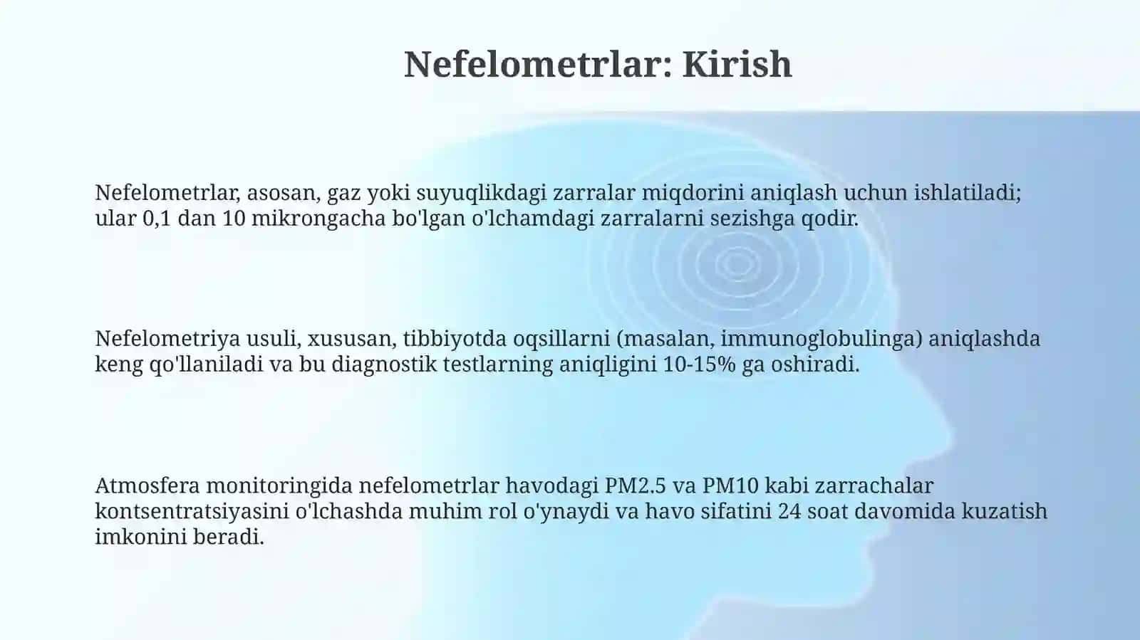Nefelometrlar va ulardan foydalanishning ahamiyati 3