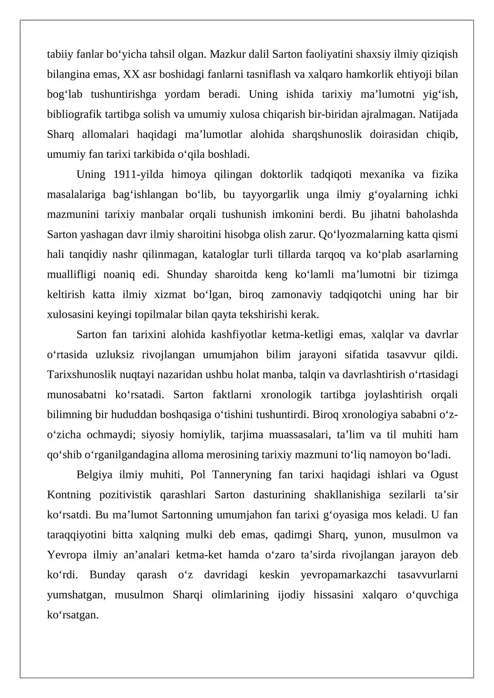 O‘rta asr Sharq allomalari ilmiy merosini o‘rganishda J. Sartonning o‘rni. 3