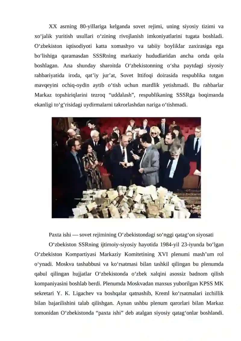 XX asr 80-yillari o'rtalarida O'zbekistonda qatag'onlik siyosatining yangi bosqichi Paxta ishi 3