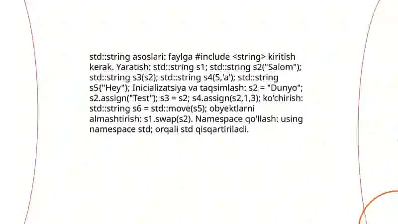C++ string kutubxonasi va unga oid misollat 3