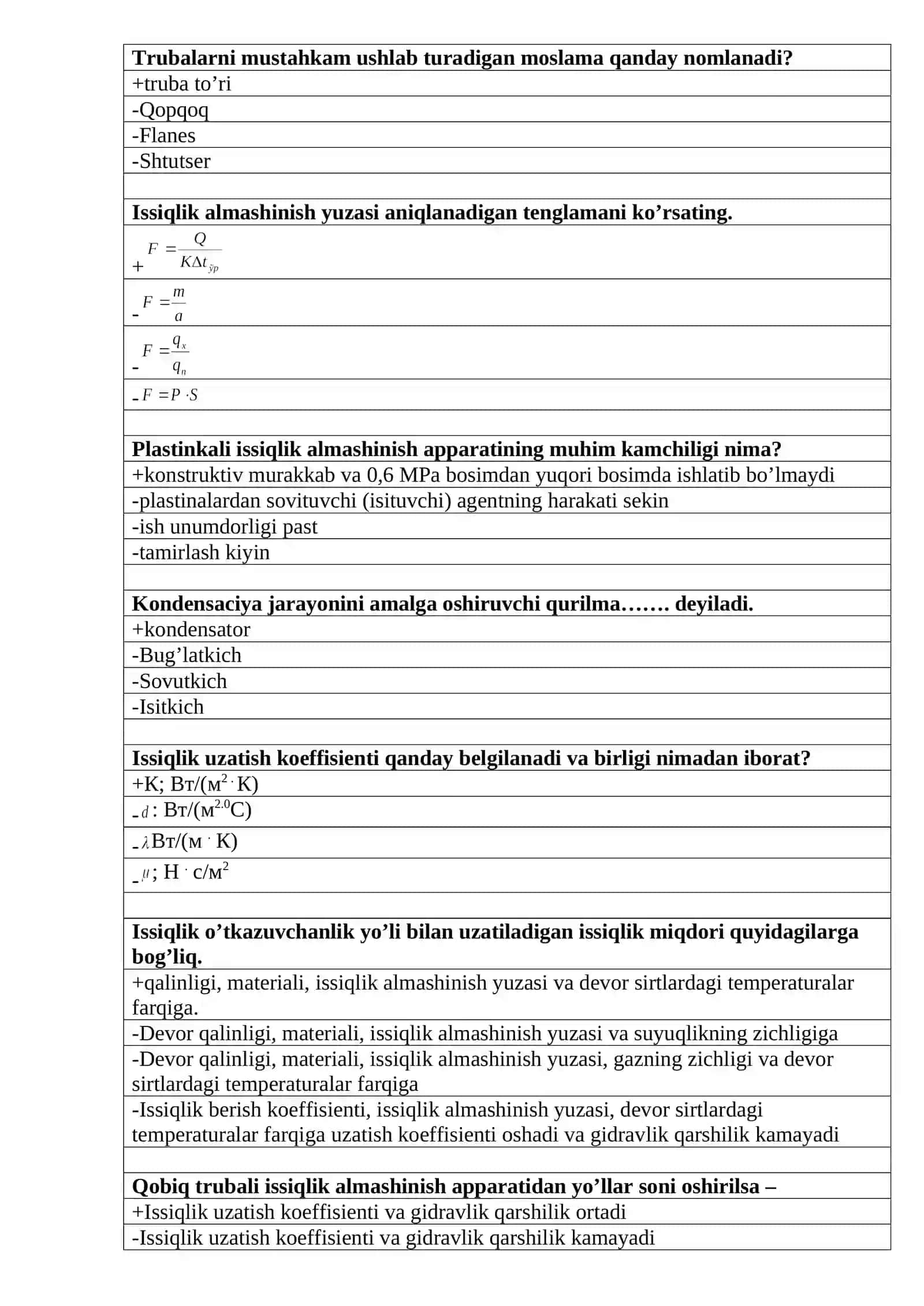 «Nеft-gаzkimyo sanoatining asosiy texnologik jarayonlari va jihozlari» fanidan test savollari 3