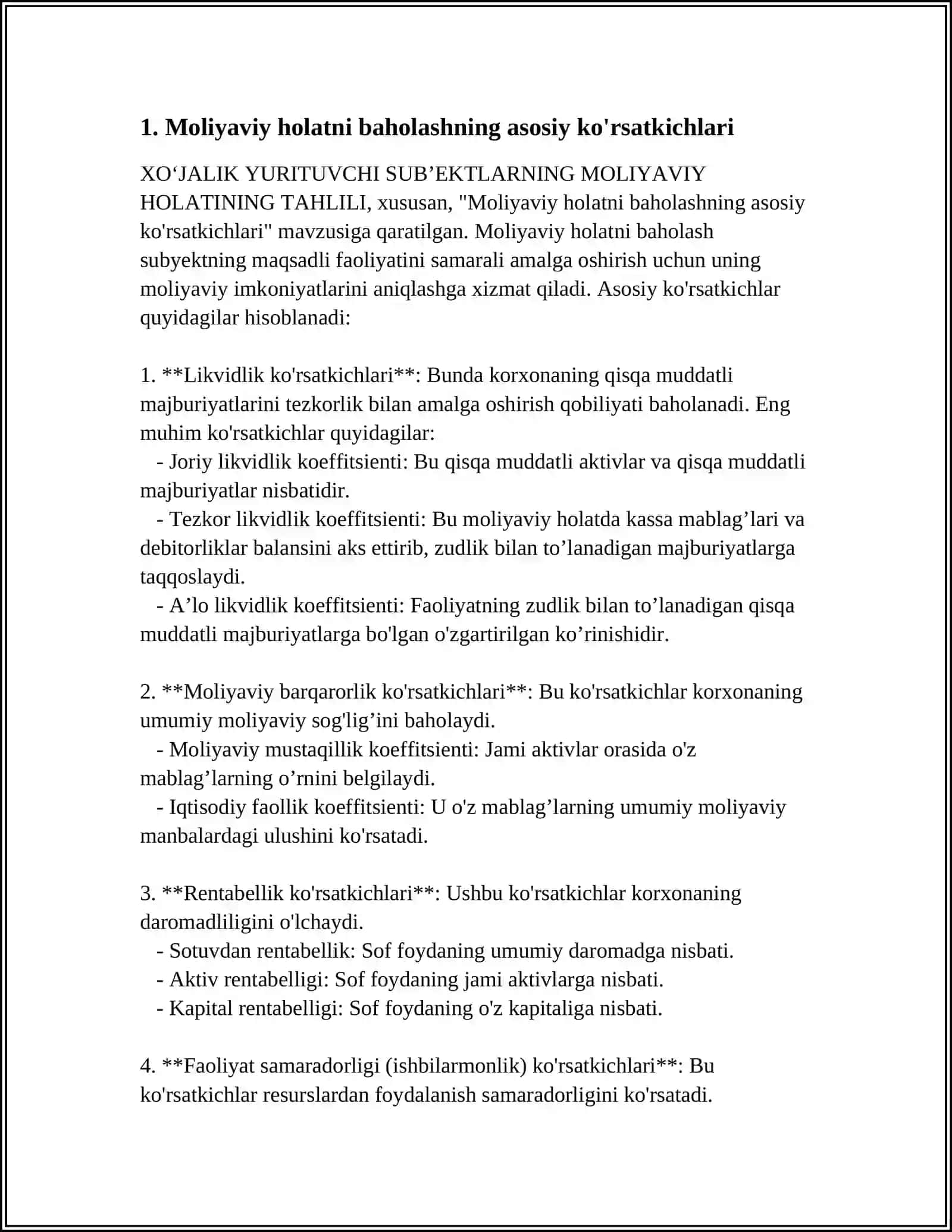 XOʻJALIK YURITUVCHI SUBʼEKTLARNING MOLIYAVIY HOLATINING TAHLILI 3