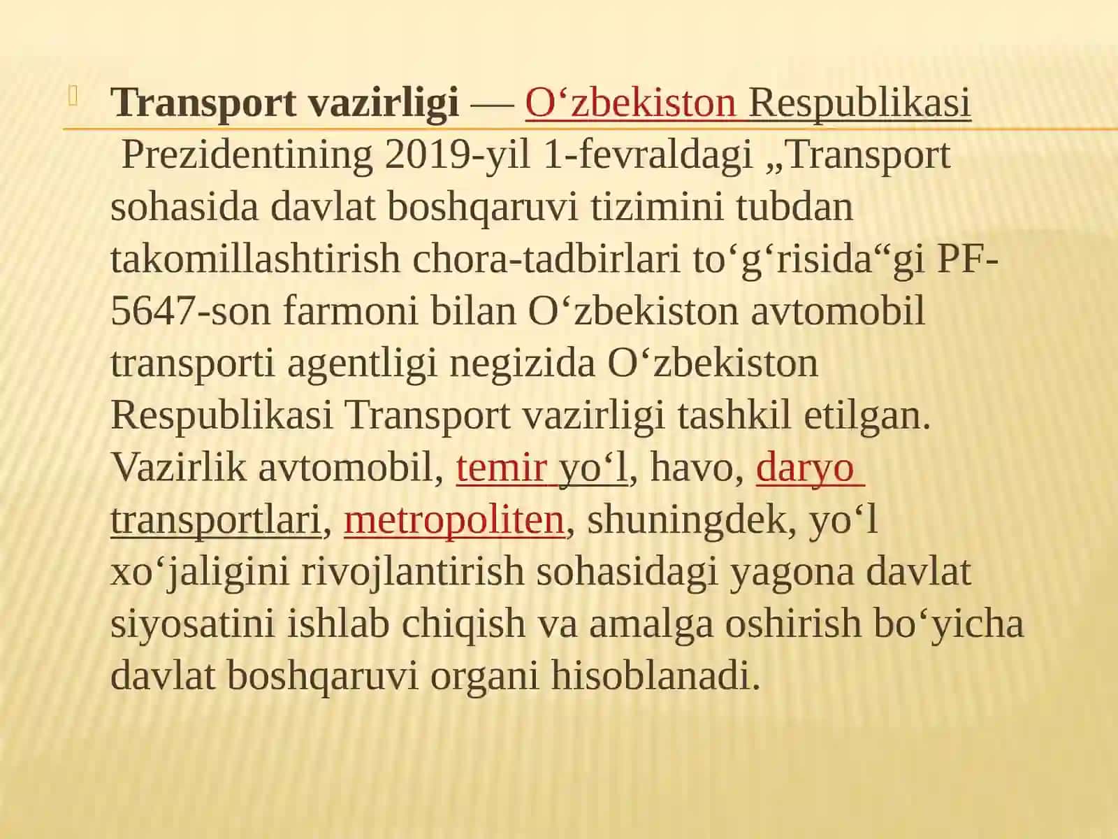 Mustaqilish Transporti Organlariga Mansub Mansabdor Shaxslar Guruh TF-5 BAJARDI 3