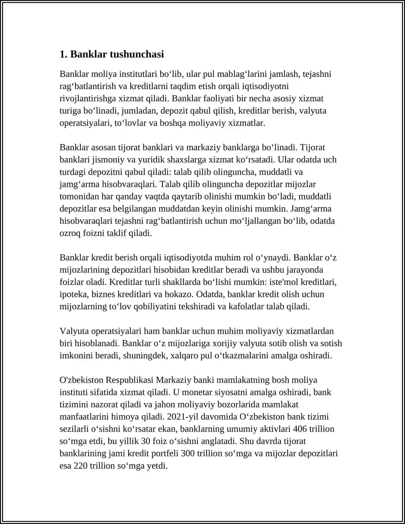 BANKLAR ULARNING TURLARI VA KRIDIT TIZIMIDAGI ROLI 3