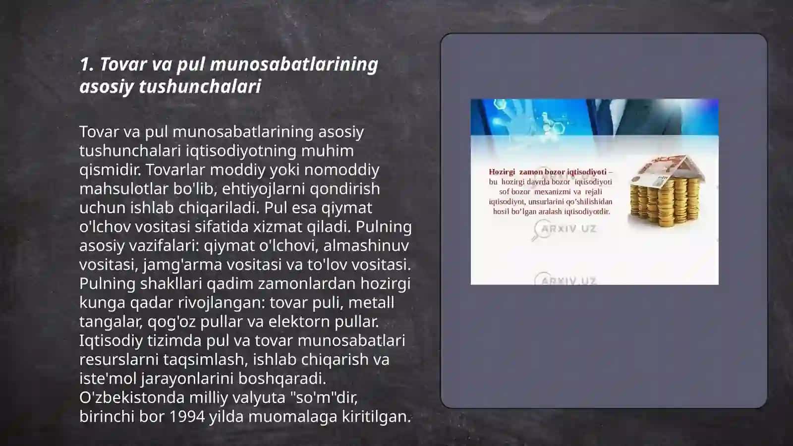 Tovar-pul munosabatlari rivojlanishi bozor iqtisodiyoti shakllanishi 3