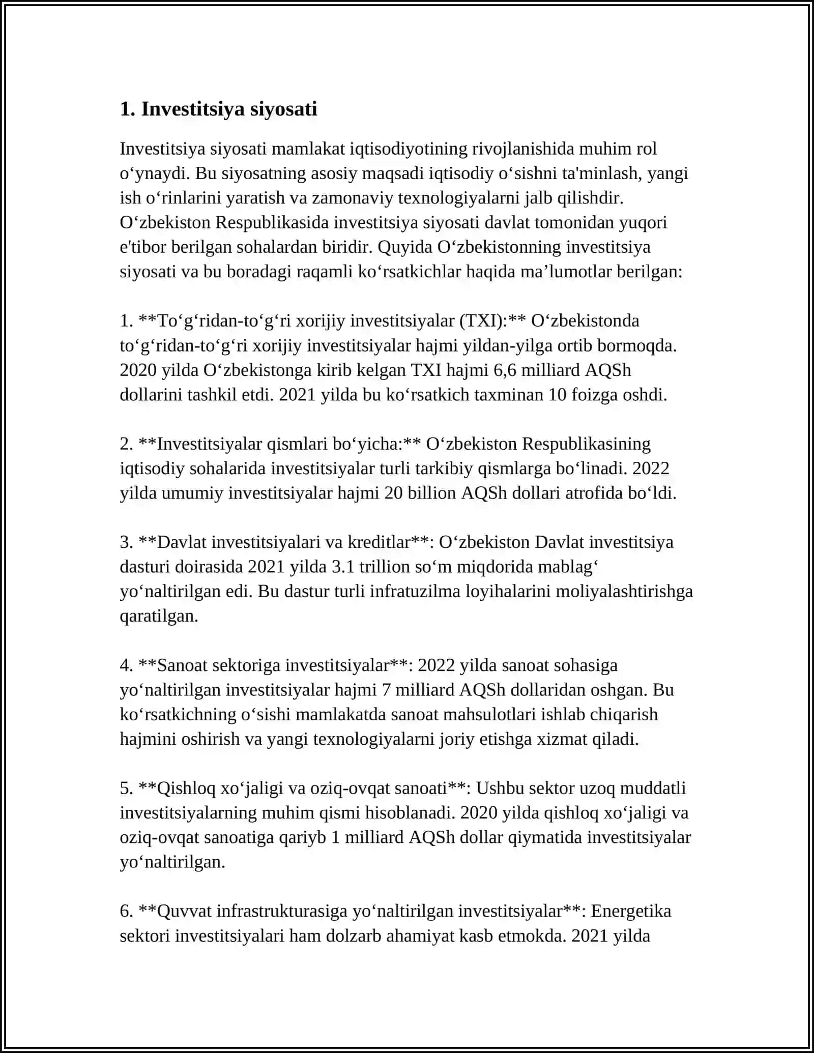 QORAQALPOGʻISTON RESPUBLIKASIDA QULAY INVESTITSION MUHITNI YARATILISHI 3