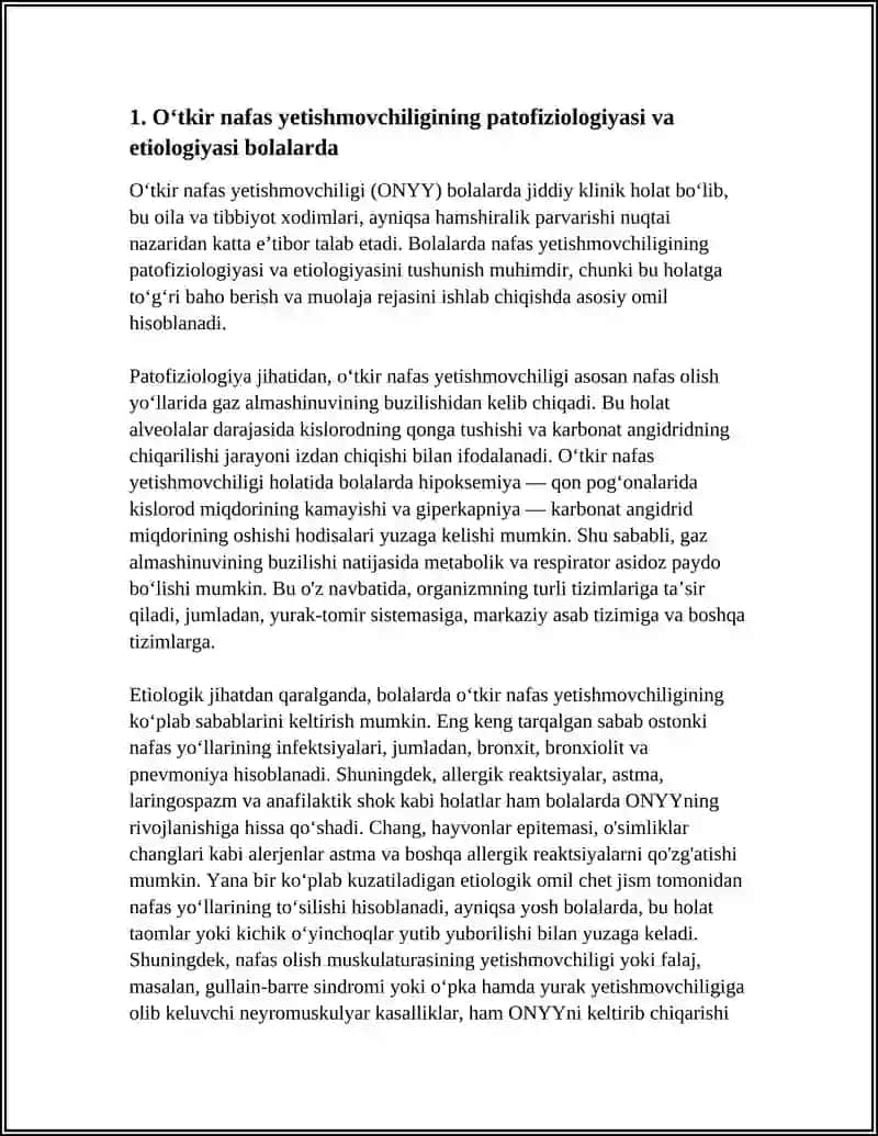 OʻTKIR NAFAS YETISHMOVCHILIGIDA BOLA VA UNING OILASIGA HAMSHIRALIK PARVARISHI 3