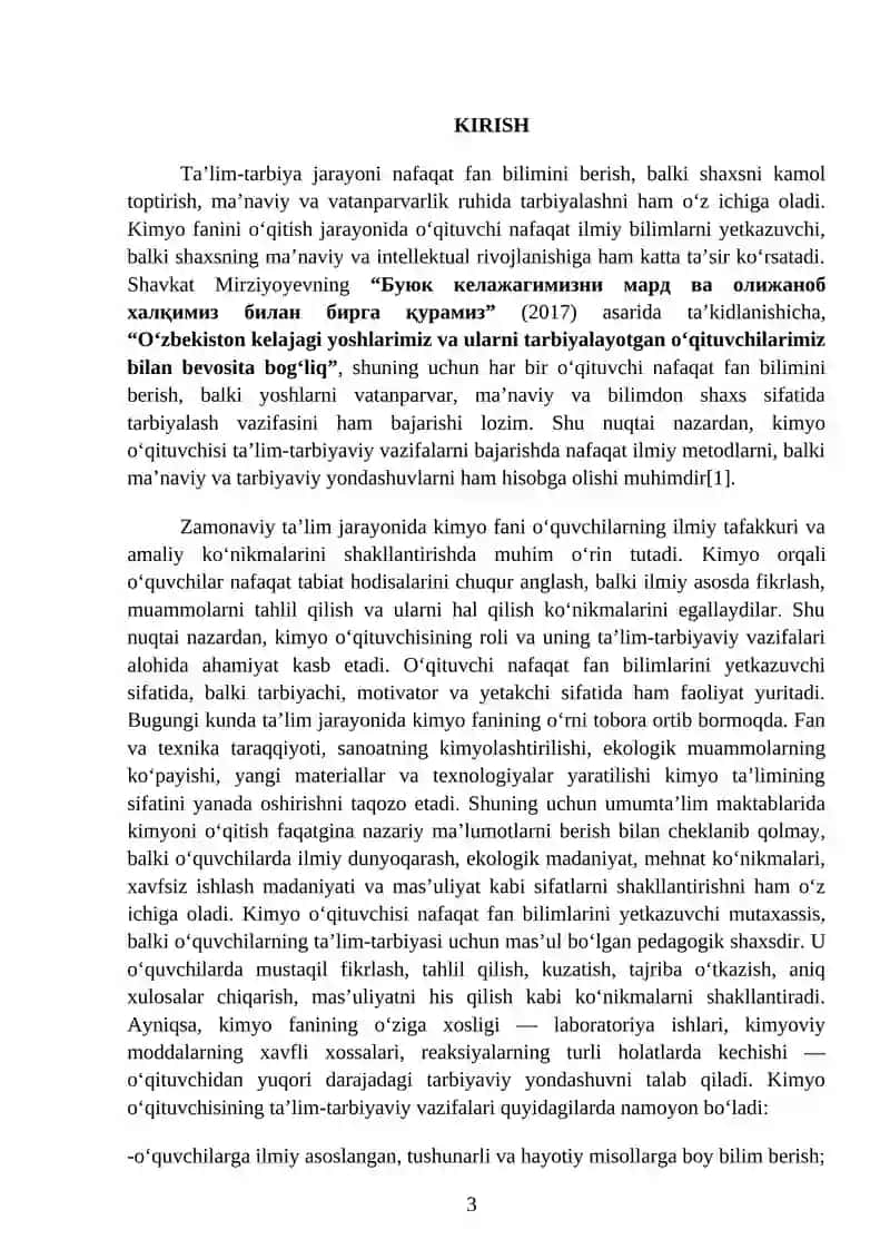 Kimyo o‘qituvchisining ta’lim-tarbiyaviy vazifasi. 3