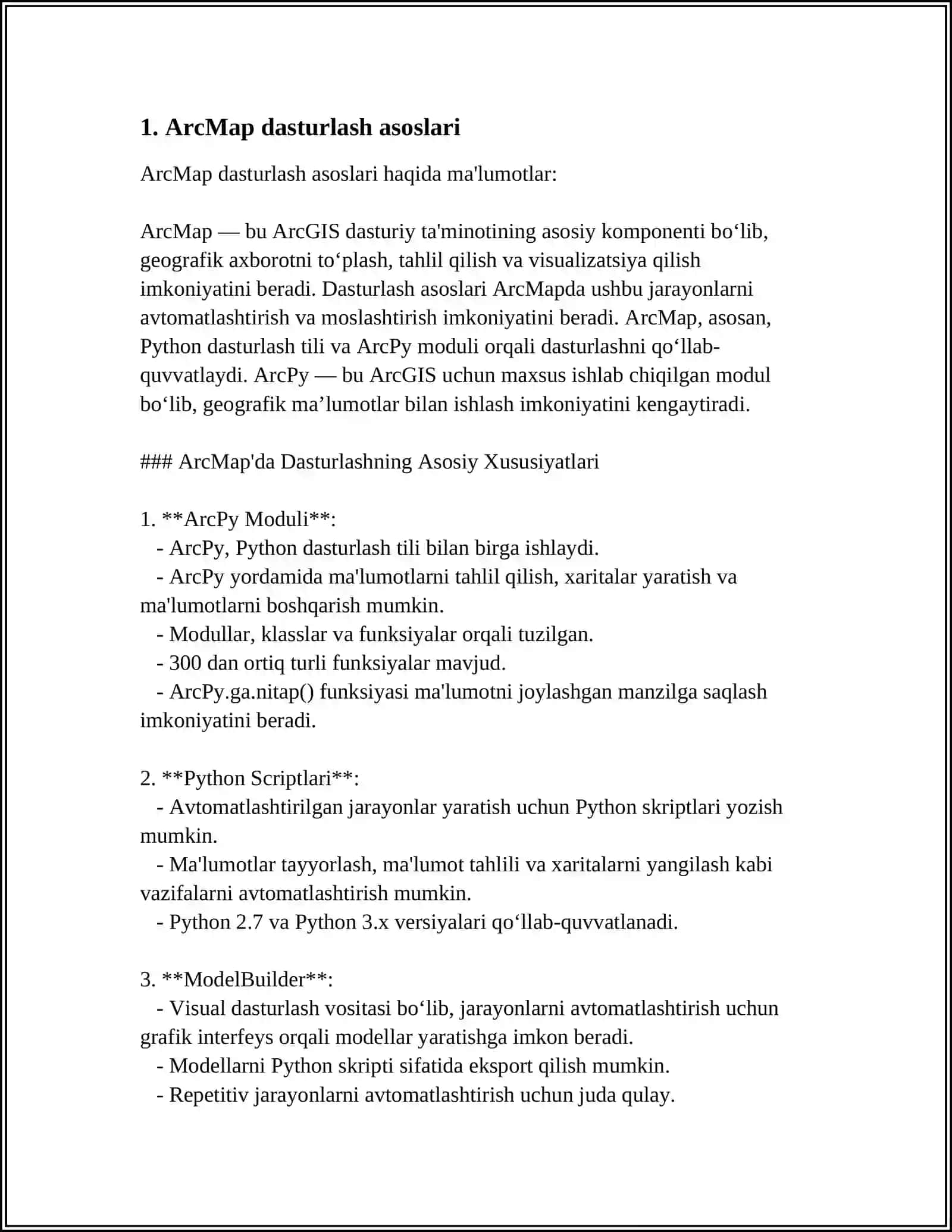 ARCMAP DASTURI BILAN ISHLASH 3