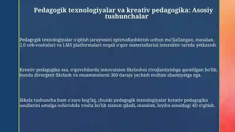 Pedagogik texnologiyalar va kreativ pedagogika 3